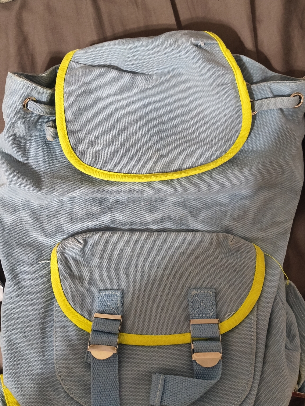 Olsenboye blue and highlighter yellow backpack